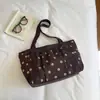 Bolsa de ombro tote de veludo cotelê plissado com poá retrô transfronteiriça, estilo casual, grande capacidade, bolsa de mão, bolsa para o dia a dia para mulheres
