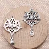42x 27mm 3.6g plata antigua DIY accesorios para collar pulsera amuleto colgante estrella luna