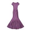 Vestido de mujer de moda YPFF, vestido de cola de pez con cuello cuadrado, manga corta, estilo retro, paso a paso, estilo Lotus