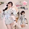 Kimono Japonés Bordado de Tres Piezas para Chica de Paja Traje Kimono Estampado Transparente Lazo Japonés Bata Sexy 1592