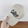 Sombrero de Mujer Corea del Sur Letra Bordada Ala Ancha Copa Suave Gorra de Béisbol Americano Vintage Cabeza Grande Cara Pequeña Gorra de Hombre