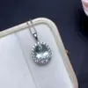 Pingente de prata de lei S925 com cristal verde natural, joia de pedra preciosa simples e elegante, corrente para clavícula para mulheres, acessório de cristal