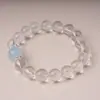 Pulsera de cristal de aguamarina blanco natural para mujer, pulsera de cristal de diseño original de una sola vuelta, pulsera de cristal DIY