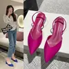 Sandalias Francesas de Alta Gama para Mujer 2025 Nuevas Tacones Altos Tacón de Aguja Pies que No se Cansan Elegantes de Sociedad Punta Sandalias para Mujer