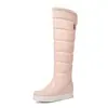 40-43 Botas Planas Cálidas de Café Lluvia Otoño e Invierno Altura Interior Caña Alta Hasta la Rodilla Cremallera Lateral Botas de Nieve W356