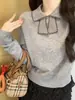 [Andy Rong] Impresionante suéter de punto con cuello alto y bloques de color, hermosa prenda interior de manga larga estilo coreano, top corto para mujer