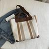 Bolso Grande de Mujer 2024 Invierno Nueva Moda Bolso de Mano de Lona Rayada en Contraste Bolso Tote para Viajero Bolso de Hombro Sobaco