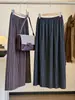 Falda Elegante de Pliegues Toothpick Estilo Francés de Longitud Media para Mujer Otoño Invierno Nueva Moda Abertura Cintura Elástica Versátil Falda Plisada