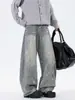Jeans Scimitar Estampado de Estrelas Estilo Americano Outono 2025 Lavado Tendência Hip-Hop Estilo Bf Calças de Perna Larga Emagrecedoras para Homens