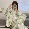 Pijama de Manga Larga a Cuadros para Mujer Kulomi Primavera y Otoño Estilo Popular Skynet talla extra Linda Delgada Ropa Exterior Ropa para el Hogar