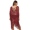 Vestido playero de vacaciones para mujer europea y americana, con perspectiva sexy, blusa con borlas y escote en V profundo, Z780