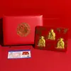 Rico y Noble Tres Tesoros Oro para Pies 999 Fortuna Prosperidad Longevidad Nuevo Estilo Chino Adorno para Escritorio de Hogar u Oficina Recuerdo de Negocio Regalo