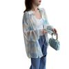 Camisa Feminina de Manga Comprida Estilo Coreano Tie-Dye Solta Leve 2025 Verão Nova Solta Proteção Solar