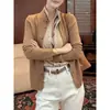 Cardigan de Tricô Falso Duas Peças Color-Block Estilo Old Money para Mulheres, Nova Coleção de Outono, Gola Reversível Cinza, Top Casual Soltinho