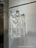 Decoración de Cadena de Perlas 2026 Principios de Primavera Nueva Moda Versátil Solapa Diseño de un Solo Botón Color Sólido Cadena Camisa Top
