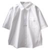 Camisa blanca básica informal de estilo japonés para mujer, de algodón, holgada, de manga corta, para verano