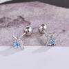S925 Brinco de Prata Prego Feminino Diamante Estrela Mansão Simples Pequeno Fresco Orelha Prego Moda Parafuso Dormindo Sem Brincos