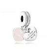 Panjia Dora Plata de Ley S925 Corazón Rosa Flor de Primula Colgante Pulsera Redonda con Cuentas Pulsera Accesorios DIY