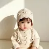 Touca Infantil de Lã Tricotada para Bebê Menina Menino Outono e Inverno Cachecol de Pescoço Peça Única com Capuz à Prova de Vento Proteção de Orelha Quente Touca Pulôver