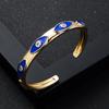 Moda Europeia e Americana Pulseira de Olho de Diabo com Pingente de Óleo Cravejado com Zircônia Banhada a Cobre Ouro Pulseira de Abertura Exquisita com Retenção de Cor para Mulheres Acessórios