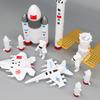Trompeta de plástico para astronauta espacial, 7 piezas, modelo de avión, cohete, planeta de aventura espacial, decoración para hornear pasteles