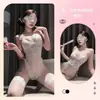 Drunk Cellar Tallas Grandes Lencería Sexy Bodis de Encaje para Mujer Camisón Hueco Uniforme Tentación Bodis con Abertura en la Entrepierna
