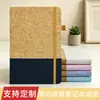 Cuaderno ecológico de madera de pino suave con correas de tela, diseño impreso personalizado, juego de caja de regalo de papel kraft
