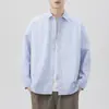 Camisa retro a rayas de manga larga de algodón puro elegante de alta gama para hombre, camisa casual de primavera y otoño con un look fresco y apuesto