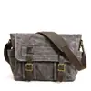 Bolso Cruzado de Hombro para Hombre con Empalme de Lona Encerada al Aceite Retro Europeo y Americano, Nuevo Estilo, Ligero, para Negocios, Viajes