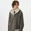 Ropa de punto con capucha americana Chaqueta holgada para hombre 2025 Nuevo Otoño e Invierno Engrosada Versátil Ropa de punto Suéter informal