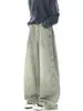 Calças casuais compridas, estilo retrô americano, adequadas para primavera e outono, jeans, moda high-street, plus size, perna reta, modelagem solta, jeans wide leg para homens, estiloso e cool