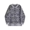 Suéter Cárdigan Chaqueta de Punto con Estampado de Leopardo de Dos Colores Estilo Perezoso Transfronterizo Otoño e Invierno Jersey de Punto de Alto Temperamento para Mujer