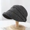 Sombreros de Otoño e Invierno para Mujer Estilo Coreano Moderno con Puño Borde Enrollado Sombrero de Pescador Viajes al Aire Libre Sombrero Simple Plisado Gorra de Béisbol Estilo Mori
