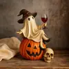Fantasma de Nuevo Producto Transfronterizo con una Copa de Vino Adorno de Estatua de Fantasma de Resina de Halloween Sosteniendo una Copa de Vino