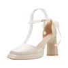 Zapatos de Plataforma de Tacón Alto Impermeables Mary Jane para Mujer con Tacón Grueso Hebilla Huecos Suela Gruesa Sandalias de Punta Zapatos para Combinar con Faldas de Cara de Caballo