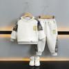 Vestido de primavera e outono para meninos Traje de urso combinando com cores 2024 Novo suor bonito infantil Roupas infantis de duas peças