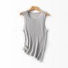 ¡Hilo de Papel Japonés! Camisola Rayada Simple de Cuello Redondo para Mujer, Delgada y Transpirable, Top de Punto Ajustado para Usar en Capas