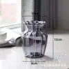 Vaso de Vidro Listrado Vertical Transparente Vaso de Flores Hidropônico Decoração de Mesa para Sala de Estar Ornamento Criativo Estilo Ins Fresco