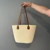 Bolsa de Palha Tote para Mulheres, Versátil para Primavera e Verão, Bolsa Diária de Praia, Bolsa de Ombro Fashion Listrada Estilo Retro Francês