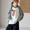 Conjunto de Primavera e Outono para Meninas, Estiloso e Moderno para Meninas Mais Velhas, Camiseta Segunda Pele, Moletom com Capuz, Roupa de Outono Infantil, Estilo Coreano, Roupa de Trabalho, Calça de Pernas Largas