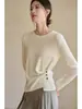 Camiseta de Punto de Manga Larga Estilo Francés Ceñida a la Cintura para Mujer en Otoño e Invierno Nueva Moda Ropa de Trabajo Prenda Base Interior Aspecto Adelgazante Top