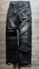 Jeans vintage lavado e desgastado europeu e americano para homens e mulheres, calças retas estampadas casuais de rua para outono e inverno, atacado