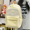 Mochila com Zíper Multicamadas Estilo Coreano e Japonês para Estudantes do Ensino Médio, Mochila Simples para o Ensino Fundamental, Grande Capacidade, Color-Blocking, Mochila de Costas Dupla Estilosa para Meninas
