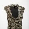 ZA comércio exterior transfronteiriço europeu e americano vestuário feminino, popular no AliExpress, vestido com estampa animal com decoração de lenço e pregas