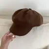 Xinghan~Gorra negra estilo coreano de panadero para mujer, sombrero ecuestre, gorra octogonal británica, gorra de pintor vintage, boina