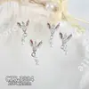 Accesorios Populares para Uñas con Borlas de Aleación y Diamantes Rosas, Colgante de Mariposa y Corazón de Plata Ultrabrillante de Lujo Ligero, Accesorios para Uñas Portátiles