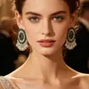 Pendientes Retro con Diamantes Incrustados, Calados y Borlas de Pétalos para Mujer, Estilo Étnico Bohemio, Pendientes Exagerados Tallados para Viaje