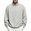 Camisa de punto con cremallera y cuello alto, estilo europeo y americano, transfronteriza de Amazon, camiseta de manga larga, top casual holgado para hombre