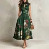 Novedad Otoño 2026 Ropa Femenina Transfronteriza Europea y Americana, Vestido Largo Estampado Estilo Dama Elegante, Vestido Ajustado con Encanto Elegante