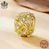Aiful S925 Plata de Ley Hojas de Otoño Exquisitas Huecas DIY Cuentas Sueltas Accesorios Joyería al por Mayor para Mujeres